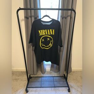 NIRVANA Black Tee with Silver Smiley